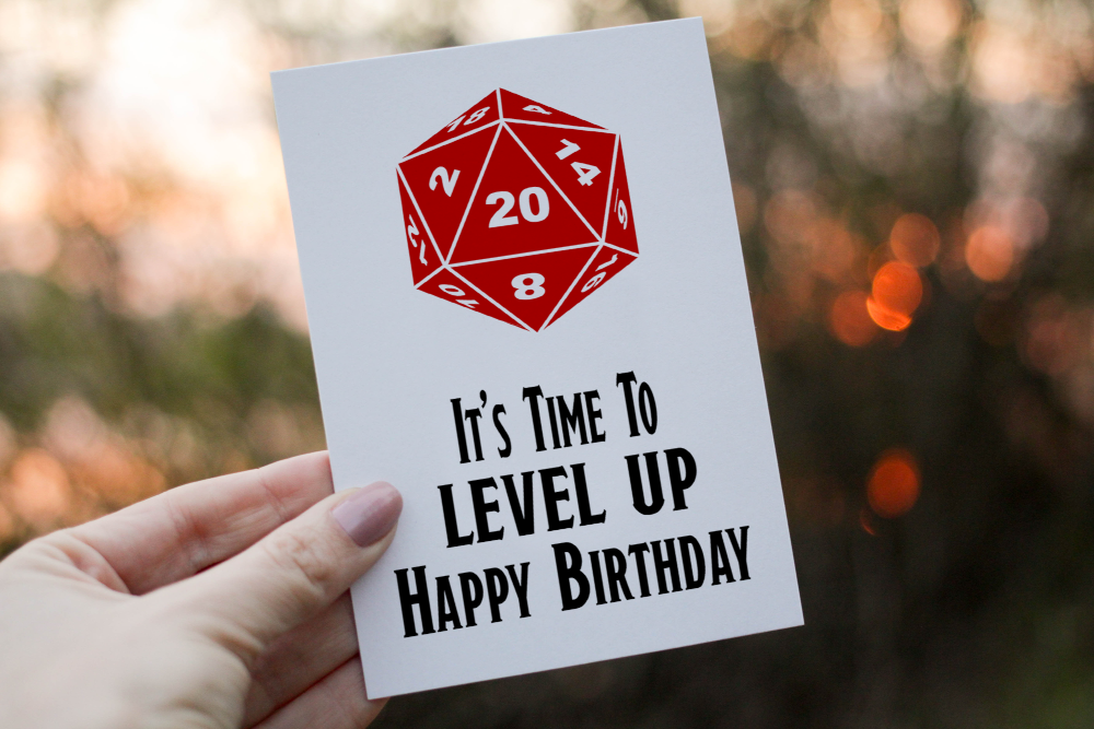 It's Time To Level Up Dungeons and Dragons Birthday Card